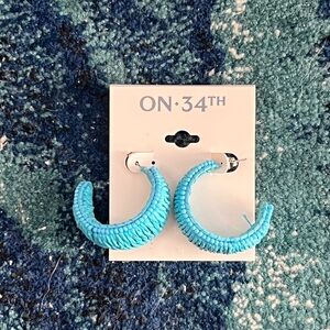 Boho Blue Woven Hoop Earrings